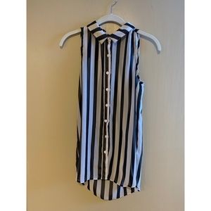 H&M Divided Striped Sheer Button Up Vest/Tank